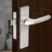 Plantex Heavy Duty Door Lock ÃƒÂ¢Ã¢â€šÂ¬Ã¢â‚¬Å“ Bathroom Door Lock/Mortise 8inch Keyless Plate Handle Set for Home/Bathroom/Store Room/Balcony/Office with Baby Latch (8121, Steel Satin and Chrome)