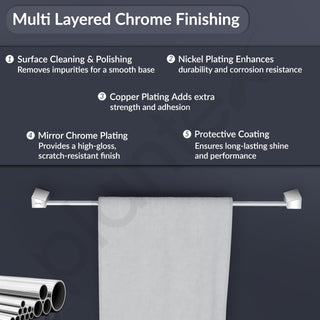 Plantex Smero Pure Brass Towel Hanger for Bathroom/Single Towel Rod/Towel Bar/Bathroom Accessories - Arrete (24 Inch-Chrome)