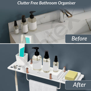Plantex 5mm Acrylic 4 in 1 Multipurpose Bathroom Shelf/Rack/Towel Hanger/Tumbler Holder/Soap Dish/Holder-Bathroom Accessories (18 x 5 Inches) - Pack of 1