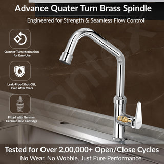 Plantex LEA-712 Pure Brass Kitchen Sink Tap with 360° Swivel Spout for Kitchen Tape with Water Saving Aerator with Teflon Tape-7 Year Warranty by Plantex (Chrome)