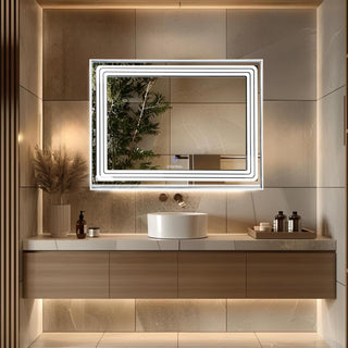 Plantex Glass LED Mirror for Bedroom/Wall with 3 Lighting Option/Smart Mirror for Living Room/Bedroom/Dressing Room - Rectangle Shape (18 X 24 Inch)