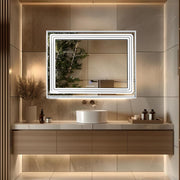Plantex Glass LED Mirror for Bedroom/Wall with 3 Lighting Option/Smart Mirror for Living Room/Bedroom/Dressing Room - Rectangle Shape (18 X 24 Inch)