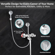 Plantex Brass Wall Mixer for Bathroom 3 in 1/L-Bend Connector for Overhead/Hand Shower/Spout Mixer Tap/Mixture Tap for Bathroom with 7-Year Manufacturer's Warranty-(Pri-319-Chrome)
