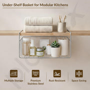 Plantex Storage Basket for Kitchen/12 inch Multifunctional Storage Basket/Stainless Steel Rack Organizer - Pack of 1 (Chrome)
