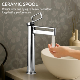 Plantex Pure Brass Wash Basin Tap/Hot and Cold Tap for Wash Basin/Single Lever Pillar Cock Water Tap/Deck Mount- (7881-Chrome)
