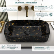 Plantex Tabletop Wash Basin for Bathroom/Designer Ceramic Basin/Rectangle Countertop Wash Basin/Home/Office (21.5 x 14 x 4.5 Inch)