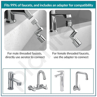 Plantex Tap Aerator for Kitchen/Tap Extender for Kitchen Sink/Tap Extension for Kitchen/Water Saving Movable Sink Faucet/Fits F22 and M24 mm tap (XL-2042/Chrome)