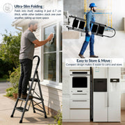 Plantex Steel Ladder for Home/Strong Foldable Wide 5 Step Ladder/Anti-Skid 5 Step Ladder - (Apex - Black)