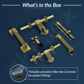 Plantex Stainless Steel Door Kit for Single Door/Door Accessories (10-inch Al-Drop,8-inch Latch,2 Handles of 8 and 7 Inch,7-inch Tower Bolt and 4-inch Door Stopper- (Brass Antique)