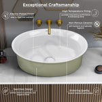 Plantex Ceramic Table Top Washbasin for Bathroom/Countertop Basin/Oval Counter Top Wash Basin for Home/Office/Hotel (21x16x6 Inch - White&Green)