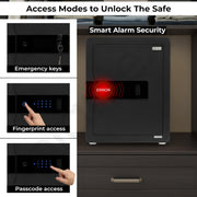 Plantex Safe Locker for Home/55 litre Safety Locker Box with Biometric Fingerprint, Touchscreen & Emergency Key/Tijori with External Power Backup - (Black)