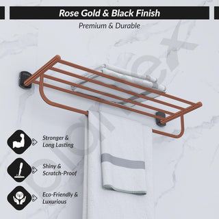 Plantex 304 Grade Stainless Steel 24 inch Towel Rack/Towel Rod for Bathroom/Napkin Hanger for Bathroom - Parv (Rose Gold & Black)