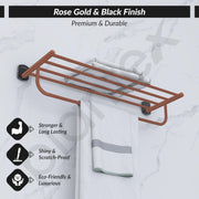 Plantex 304 Grade Stainless Steel 24 inch Towel Rack/Towel Rod for Bathroom/Napkin Hanger for Bathroom - Parv (Rose Gold & Black)