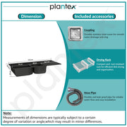Plantex Matt Kitchen Sink/Quartz Sink for Kitchen/UV Protected Double Bowl with Drain Board, Coupling and Adjustable Drain Rack (Charcoal Black - 45x20inch)