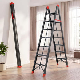 Plantex Ladder for Home 7 Steps/Heavy-Duty Folding A-Frame Ladder/Foldable Step Ladder for Home, Office & Warehouse/150 kg Capacity - Pack of 1 (GT-7, Black & Red)