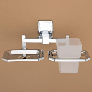 Plantex 304 Grade Stainless Steel 2 in1 Soap Holder with Tumbler Holder/Bathroom Accessories Pack of 1, Darcy (Chrome)