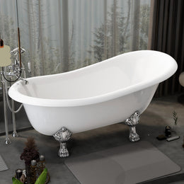 Plantex Freestanding Bathtub For Bathroom/Bath tub for Adults/Deep Soaker Bathtub with Overflow,Popup and Drain Pipe (BSM-404-White-1700mm)