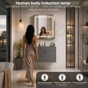Plantex Wall Mount Vanity Cabinet with Washbasin and Mirror/Rectangular Basin with Cabinet for Bathroom - (Cryston-800, Grey)
