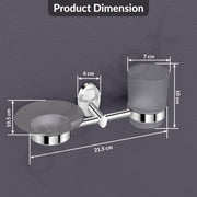 Plantex 304 Stainless Steel Oreva Silver 2 in 1 Soap and Brush Holder Stand/Wall Mounted Soap Holder/Bathroom Accessories - (Chrome)