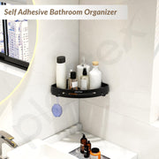 Plantex Corner Shelf for Bathroom Wall/Self Adhesive Bathroom Shelf/Aluminium Shelf Corner Organiser Without Drill/Adhesive Corner Shelf Rack- Pack of 2 (9x9 Inch, Matt Black)