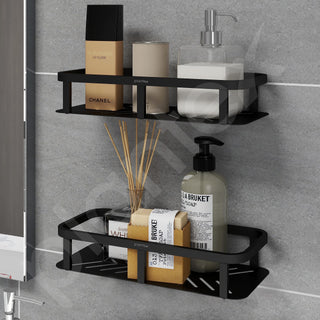 Plantex Stainless 304 Grade Steel Shelf for Bathroom/Kitchen Rack - Bathroom Accessories - Pack of 2 (12X5 Inches-Black Finish)