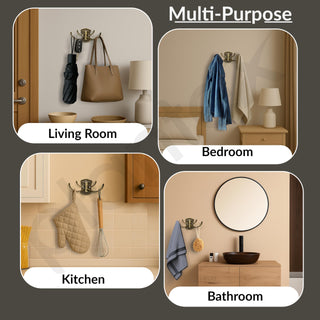 Plantex Zinc Robe Hook for Bathroom/Clothes Hanger for Wall/Kitchen Cloth Hanger/Bathroom Accessories - (Brass Antique)