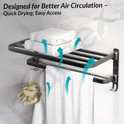 Plantex Towel Rack for Bathroom/Stainless Steel Towel Bar/18 Inch Towel Holder with Towel Rod/Bathroom Accessories - (Black)