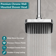 Plantex Single-Mode Square Shower for Bathroom/ABS Shower Head for Bathroom/6 Inch High Pressure Overhead Shower - (APS-D-3133, Chrome)