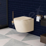 Plantex Imported Ceramic Toilet/Wall Mounted Commode/Rimless Washdown Western Toilet with Soft Close Toilet Seat Cover - P Trap (3043- Matt Khaki)