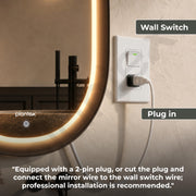 Plantex Resin Frame LED Bathroom Mirror/Designer Mirror for Living Room/Bathroom Mirror with LED Light/Dressing Room - Capsule Shape (Black, 32 x 24 Inch)