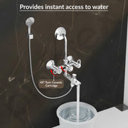 Plantex Pure Brass 3-in-1 Wall Mixer with L-Bend Provision for Overhead and Hand Shower/Bathroom Mixer Tap with Brass Wall Flange & Teflon Tape/Wall Mixer for Bathroom - (Flip, Chrome)