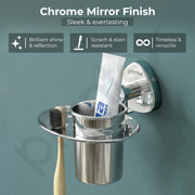Plantex J4 Stainless Steel Toothbrush Holder for Bathroom/Toothbrush Stand for Bathroom/Tumbler Holder/Bathroom Accessories (Chrome Finish) Angel