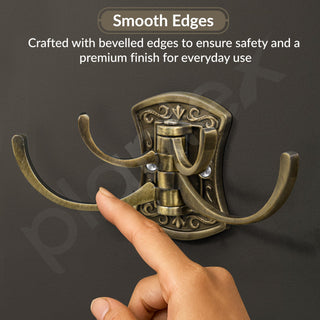 Plantex Zinc Robe Hook for Bathroom/Clothes Hanger for Wall/Kitchen Cloth Hanger/Bathroom Accessories - (Brass Antique)