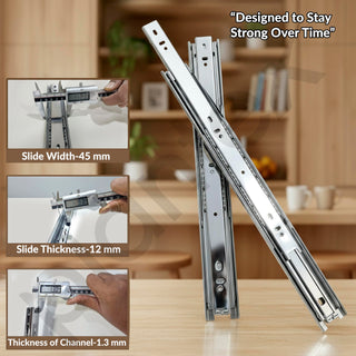 Plantex Drawer Channel/Regular Ball Bearing/Channel for Drawer/Telescopic Channel for Wooden & Metals Drawers in Kitchen, Wardrobe, (22-Inch,Silver) 1 Pair Set