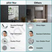 Plantex Unframed Unframed Rectangle Mirror for Wall/Mirror with Beveled Smooth Edges/Mirror for Bathroom/Dressing Room/Living Room/Bedroom/Entryway - (18x12 Inch)