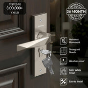Plantex Heavy-Duty Door  Handle Lock Set/ 6-Lever Lock Mechanism with 3 Years of Warranty/Mortise Door Lock with 3 Keys - (8129-Satin White)