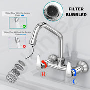 Plantex LEA-714 Pure Brass Sink Mixer Tap Hot and Cold/Kitchen Sink Tap/Mixer Tap for Kitchen Sink with Brass Wall Flange and Teflon Tape- (LEA-714 -Chrome)