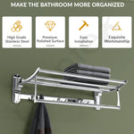 Plantex Folding Towel Rack for Bathroom/18 Inch Stainless Steel Towel Hanger/Towel Stand/Towel Rod/Bathroom Accessories - Pack of 2 (Chrome)