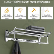 Plantex Stainless Steel Bathroom Towel Hanger/Folding Towel Rack/Towel Stand/Towel Rod/Bathroom Accessories - Pack of 16 (18 Inch-Chrome)