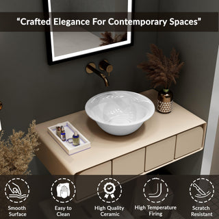 Plantex Ceramic WashBasin/Tabletop Wash Basin/Basin for Bathroom/Kitchen/Home/Office - (White - 16 x 16 x 6 Inch)