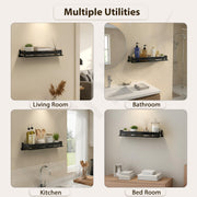 Plantex Stainless Steel Bathroom Shelf/Rack/Bathroom Organizer with Drill/Kitchen Storage Shelf/Wall Mounted Washroom Accessories - (15 x 5 Inch, Black)