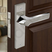Plantex Heavy Duty Bathroom Door Lock - Mortise 8 Inch Keyless Plate Handle Set for Home/Bathroom/Store Room/Balcony/Office with Baby Latch (8133-Satin Steel & Chrome)