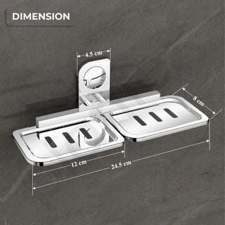 Plantex Dream Stainless Steel Double Soap Dish Stand for Bathroom & Kitchen/Soap Dish/Bathroom Accessories - Wall Mounted - Chrome (Pack of 1)