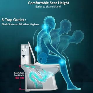 Plantex Commode for Toilet/Ceramic One Piece Western Toilet/Rimless Commode with Soft Closing Toilet Seat - S Trap Outlet (White)