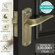 Plantex Heavy Duty Door Lock Ã¢â‚¬â€œ Bathroom Door Lock/Mortise 8inch Keyless Plate Handle Set for Home/Bathroom/Storeroom/Balcony/Office with Baby Latch (8128- Brass Antique)