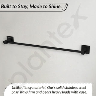 Plantex Stainless Steel 24 Inch Single Towel Rod for Bathroom/Towel Hanger/Bathroom Towel Holder/Towel Bar/Bathroom Accessories - Aqua (Black) Pack of 1