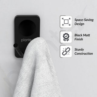 Plantex Robe Hook/Hanging Hooks for Bathroom/Wall Hooks for Hanging Clothes/Hooks for Wall/Bathroom Accessories - Pack of 1 (Black, 574)