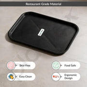 Plantex Dish Drainer Tray Only/Rectangular Water Drain Tray for Kitchen Basket/Plastic Drip Tray Water Collector for Utensils Basket  â€“ Pack of 1 (Black, 45 x 35 x 3 cm)