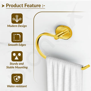Plantex J4 Stainless Steel Towel Hanger for Wash Basin/Hand Towel Hanger/Napkin Holder for Wash Basin/Bathroom Accessories (PVD Gold Finish) Angel