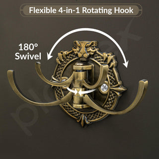Plantex Zinc Alloy, Antique Robe Hook, Cloth-Towel Hanger Bathroom Accessories (Brass, Lion)